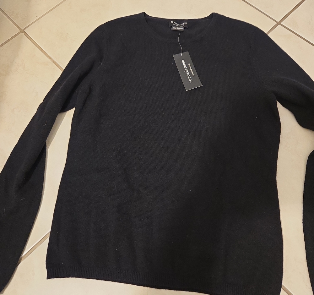 Sutton Studio Black Crewneck Sweater100%cashmere Nwt